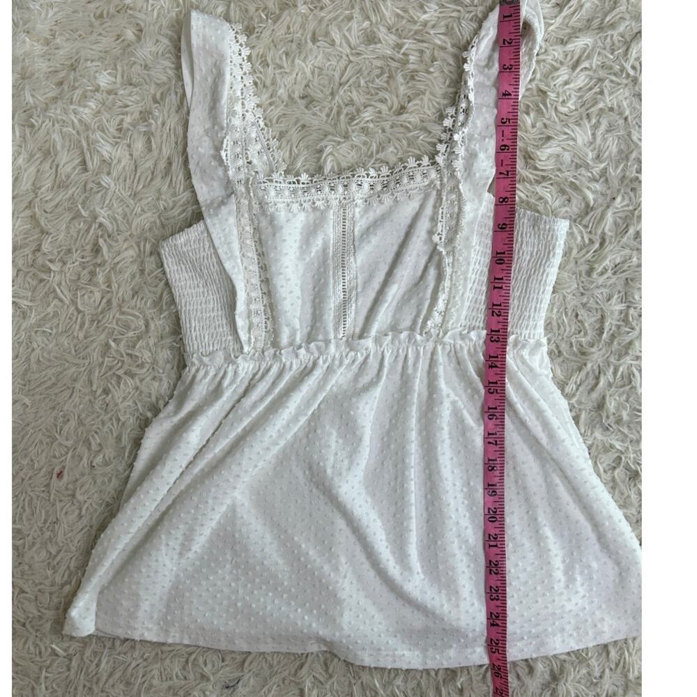 Cato Women's Size M White Swiss Dot Lace Trim Babydoll Tank #0484 - Picture 9 of 10